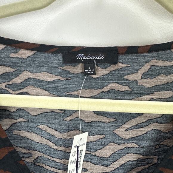 Madewell V Neck Mini Dress Abstract Animal True Black Zebra Viscose US 2 NWT - Picture 11 of 14